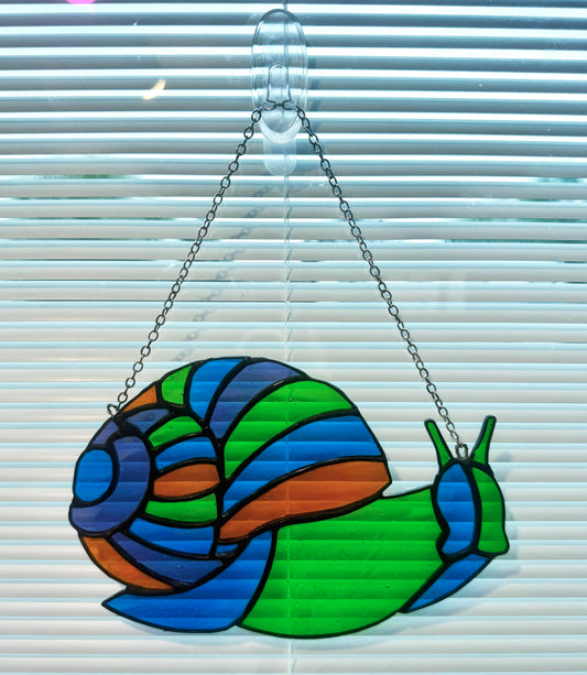 Colorful Snail Stained Glass Suncatcher