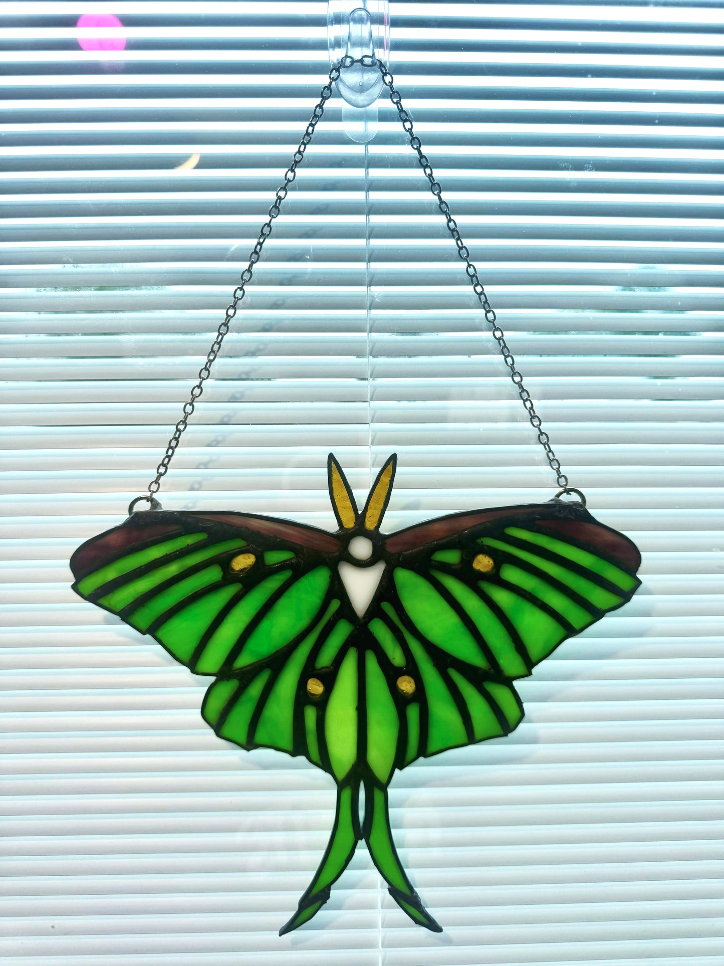 Luna Moth Stained Glass Suncatcher