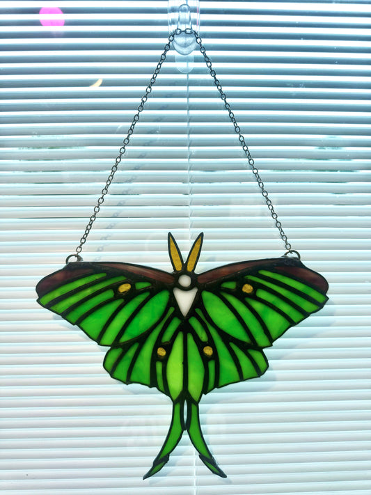 Luna Moth Stained Glass Suncatcher