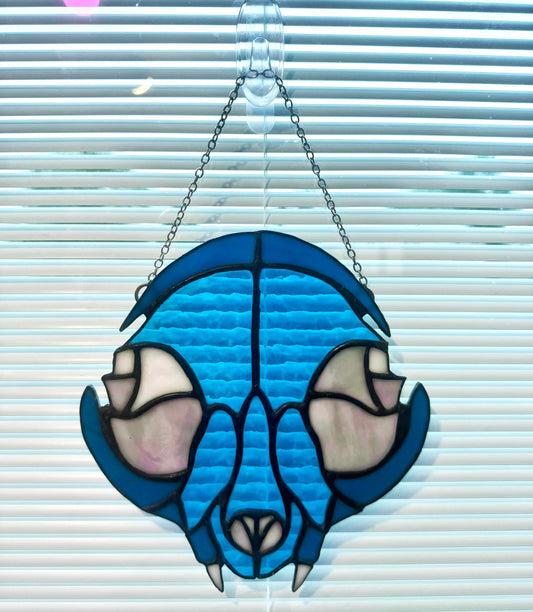 Cat Skull Stained Glass Suncatcher